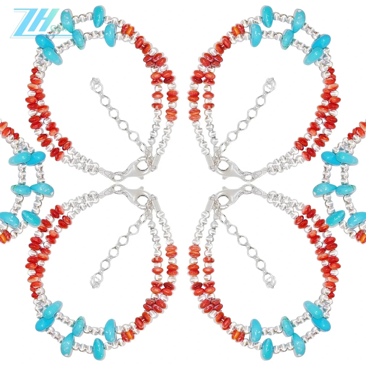 Double Winter Natural Turquoise Bracelet Red Spiny Oyster With S925 Silver Exquisite Bracelet High Jewelry Designer Custom