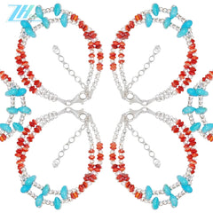 Double Winter Natural Turquoise Bracelet Red Spiny Oyster With S925 Silver Exquisite Bracelet High Jewelry Designer Custom