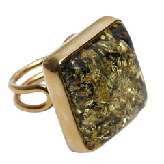 Natural Elegant Green Baltic Amber Ring Gift For Her Stone Ring Summer Woman Gift Sterling Silver Ring
