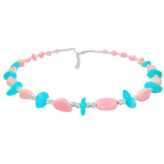 New Chinese Style Necklace Natural Turquoise And Pink Opal Full Of Oriental Charm Beauty And Classical Design Showing Elegant