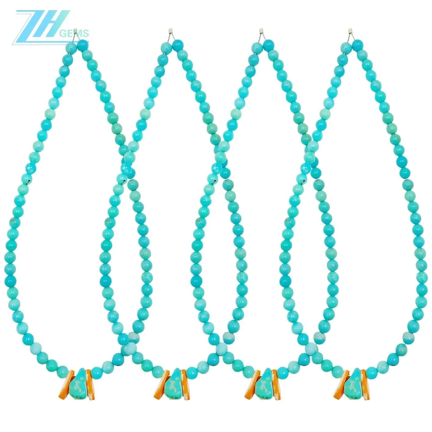 Hot Sale Natural Spiny Oyster Beads Natural Stablish Turquoise Round Beads Free-form Necklace Ladies Jewelry Temperament