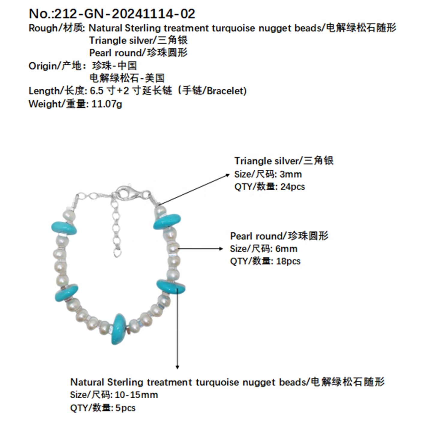 Natural Pearl Turquoise Delicate S925 Silver And Natural Gemstones For Beautiful Jewelry For Jewelry Making Fashion Design