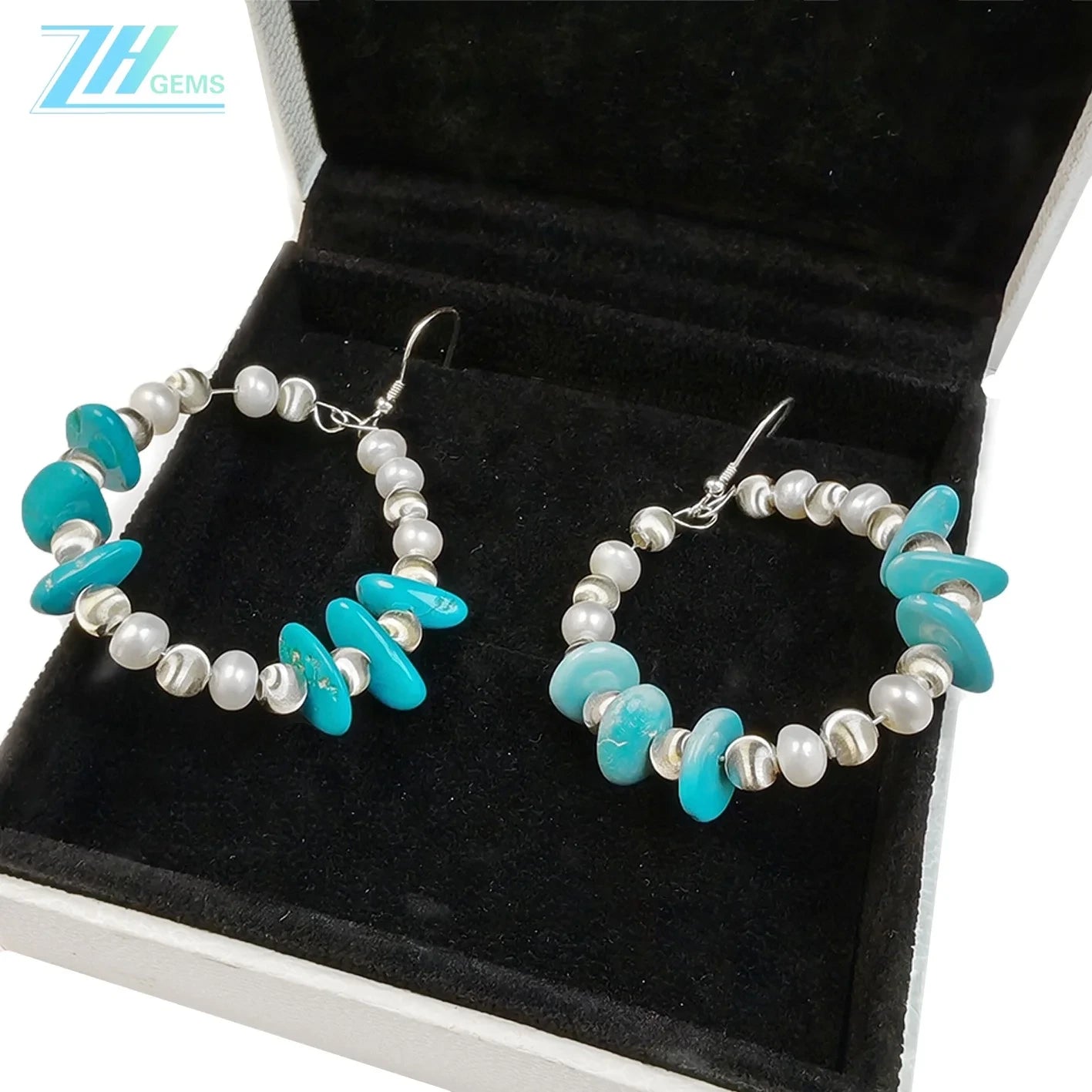 Natural Turquoise Natural Earrings Holiday Gift S925 Silver Designer Custom Gift Family Turquoise Earrings