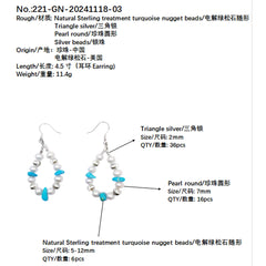 Boutique Earrings Gift S925 Silver & Natural Pearl Turquoise Beautiful Jewelry Natural Jewelry Jewelry Design