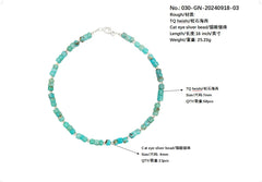 Natural Filled Turquoise Drum Beads S925 Silver Necklace Exquisite Jewelry Accessories Women Fashion