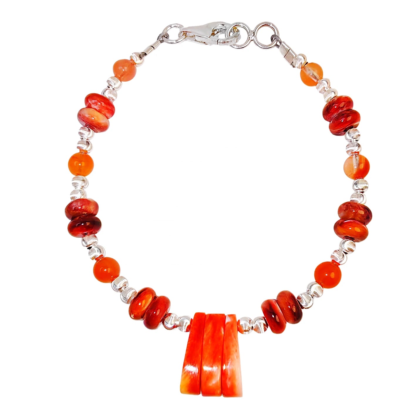 This Bracelet Combines Colorful Crystals With Red Spiny Oyster Featuring Gorgeous Colors When Moving It Exudes