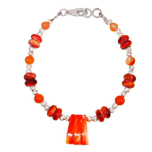 This Bracelet Combines Colorful Crystals With Red Spiny Oyster Featuring Gorgeous Colors When Moving It Exudes