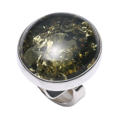 Baltic Amber Black Ring Energy Jewelry With Natural Amber Bead High Quality Gemstone Simple Atmosphere Jewelry For Gift Choice