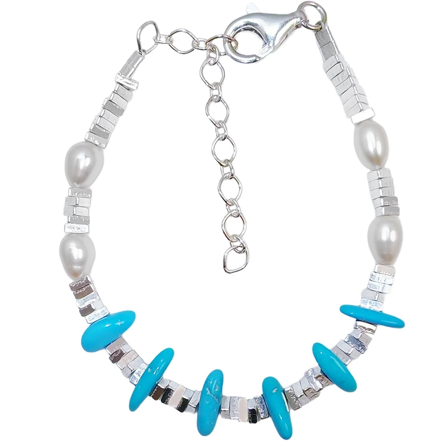Turquoise Pearl Bracelet Fashion Women's Jewelry Versatile Multi-occasion Pearl Bracelet Silver Jewelry