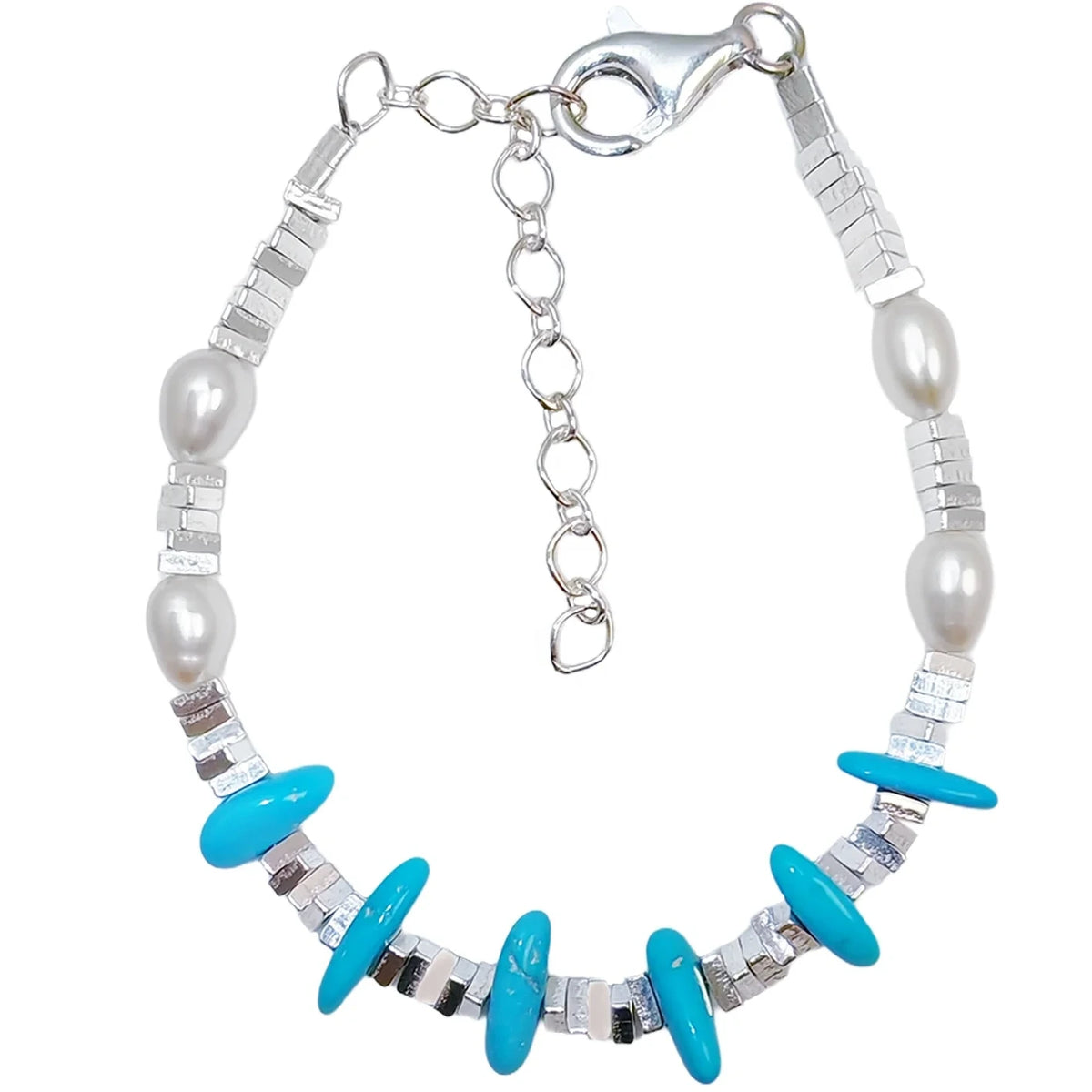 Turquoise Pearl Bracelet Fashion Women's Jewelry Versatile Multi-occasion Pearl Bracelet Silver Jewelry
