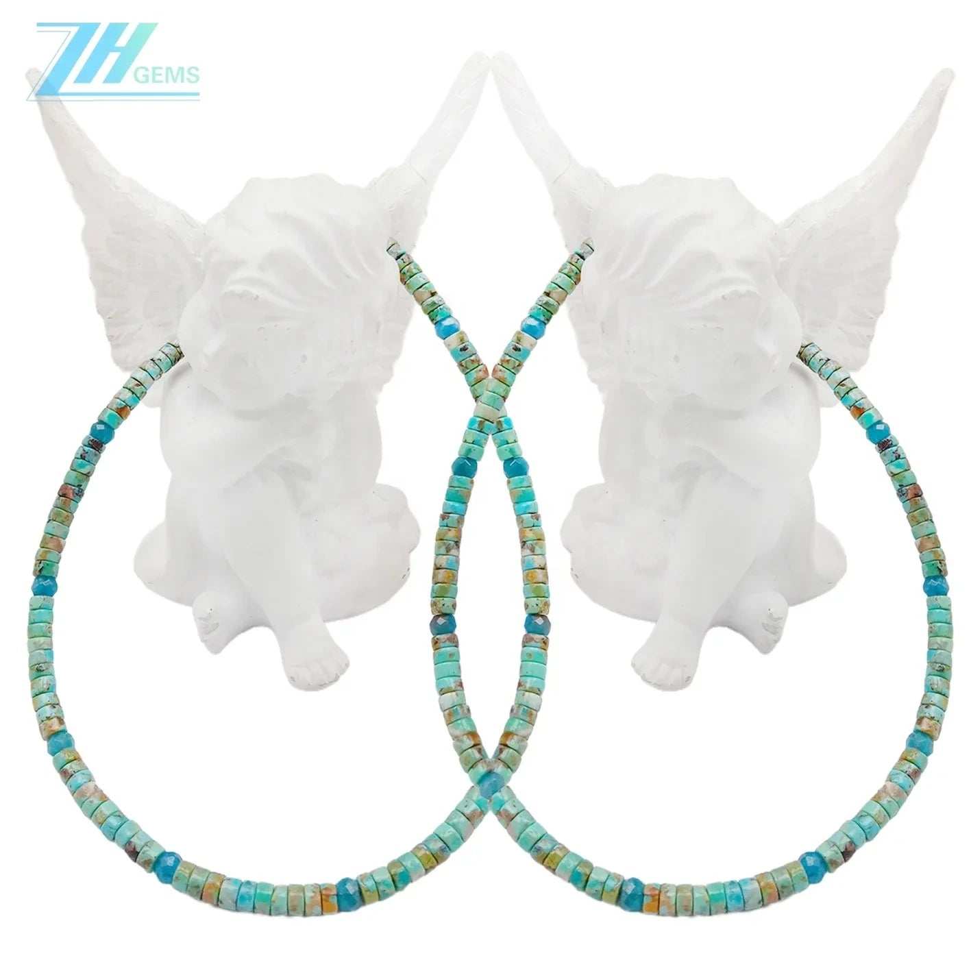 Irregular Faceted Natural Apatite Natural Stablish Turquoise Jewelry Necklace Fashionable And Versatile For Men And Women