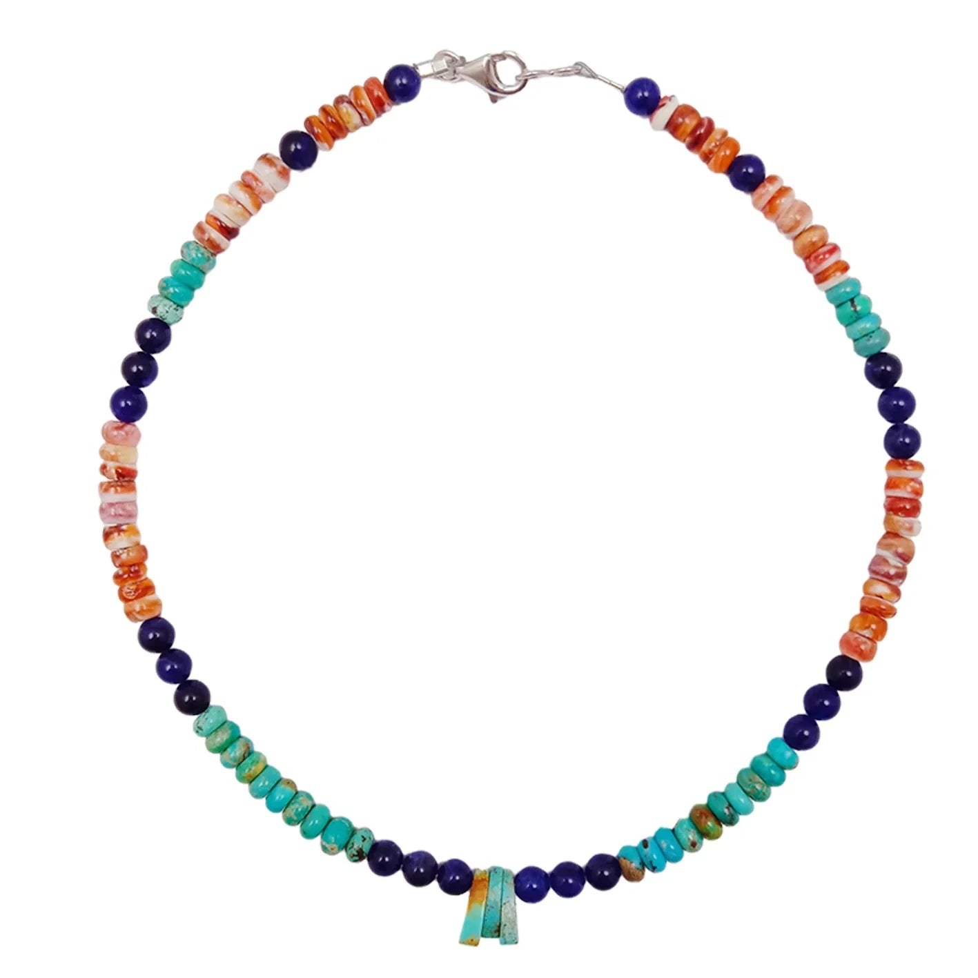 Natural Turquoise Drop And Sodalite With Spiny Oyster Handmade Jewelry Energy Bracelet With Natural Gemstone Beads