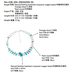 Popular Jewelry Double Layer Natural Turquoise Women's Necklace Natural Pearl & Turquoise Beautiful Jewelry