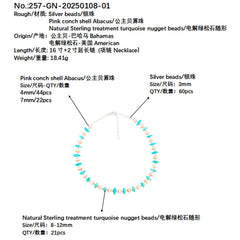 Natural Sterling Treatment Turquoise And Natural Jewelry Pink Opal Delicate Necklace Pink Blue Colour