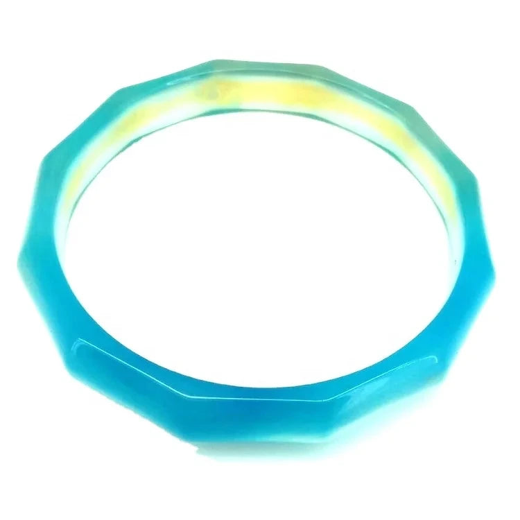 Natural Jewelry Yellow-blue Agate Gemstone Woman Man Bangle Best Gift 53-63mm