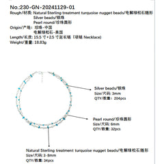 Double Natural Turquoise Women's Necklace With Delicate Beautiful Silver Jewelry Necklace Goddesses Necessary