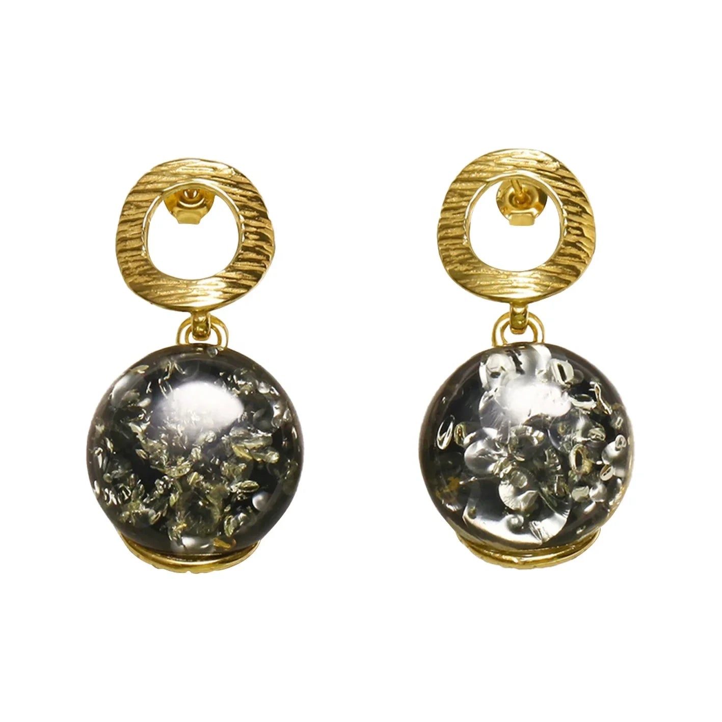 Natural Baltic Amber Without Optimizing Green Flower Earrings Gift For Her Amber Jewellery