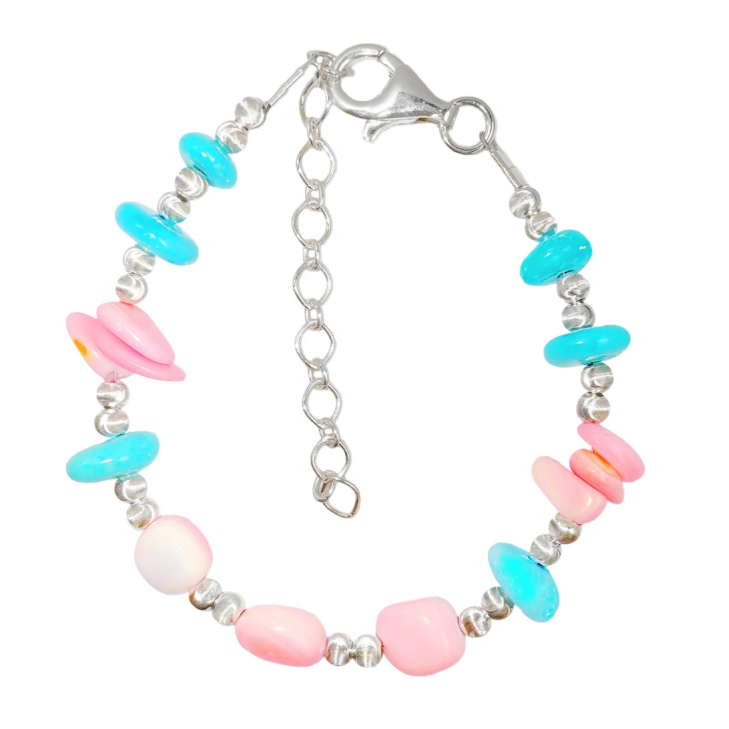 Natural Sterling Treatment Turquoise And Pink Opal Bracelet Full Of Unique Style Providing A Comfortable Wearing Experience