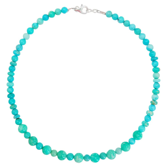 Natural Turquoise 16inch 21.6gram Necklace Beautiful Jewelry Delicate Present Round Beads 8mm Match 6mm Periphery Gift