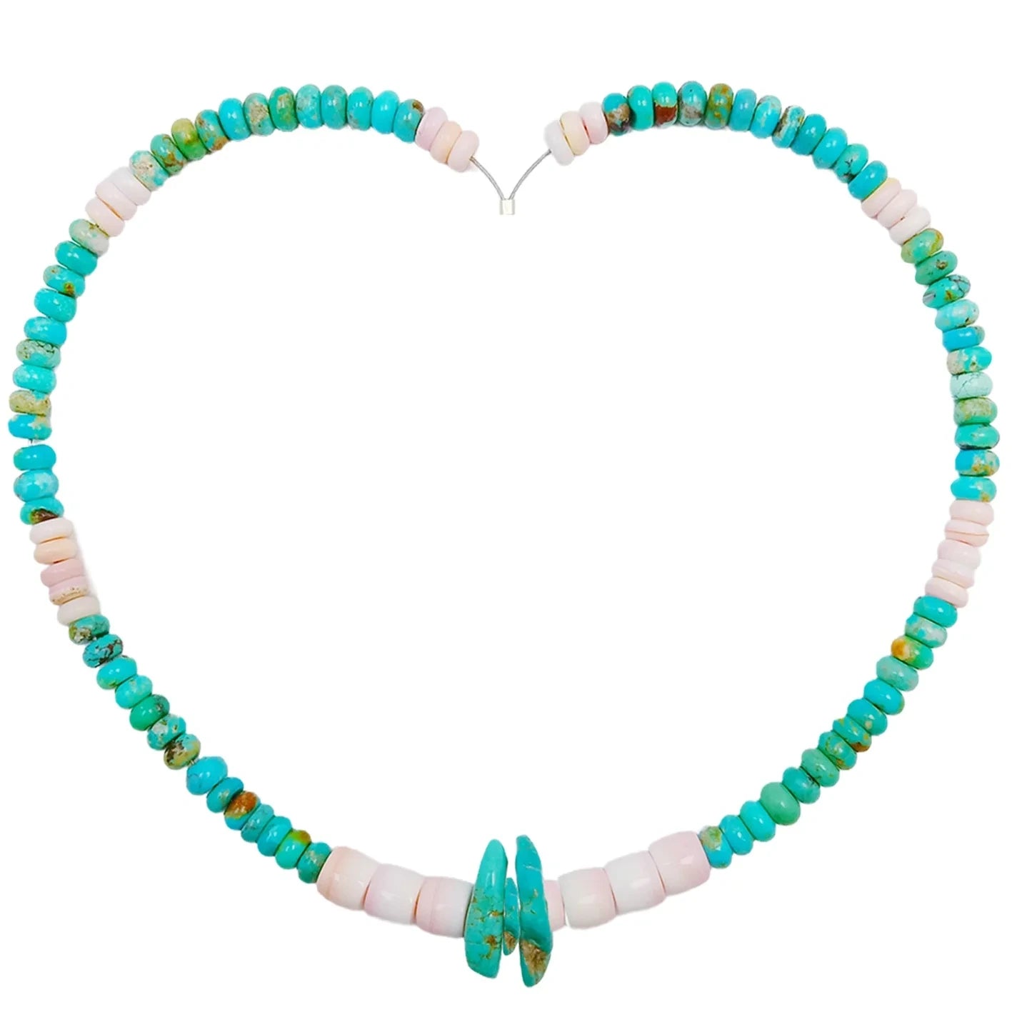 Natural Turquoise And Pink Opal Green Pink Color Round Gemstone Beads Relief Gift For Her Strength Necklace Jewelry Holiday