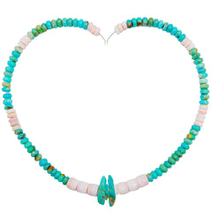 Natural Turquoise And Pink Opal Green Pink Color Round Gemstone Beads Relief Gift For Her Strength Necklace Jewelry Holiday