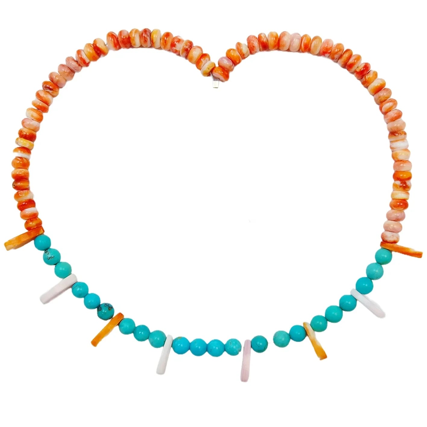 16inch 26.5g Natural Turquoise And Orange Spiny Oyster Color Orange With Blue Necklace Diy Jewelry Making And Beadwork Design