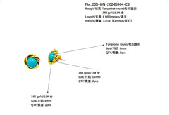 18k Gold Natural Electrolytic Turquoise Round Earrings Sleeping Beauty Mine Exquisite Jewelry Female Earrings As Gift Summer