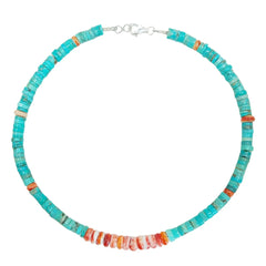 28.9g Natural Turquoise And Spiny Oyster 16inch Simple Atmosphere Jewelry For Gift Choice Fashion Design Handmade