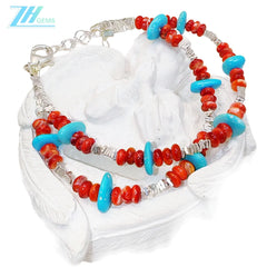 Winter Double Red Spiny Oyster Bracelet Turquoise Jewelry S925 Silver Beads Natural Natural Sterling Treatment Turquoise