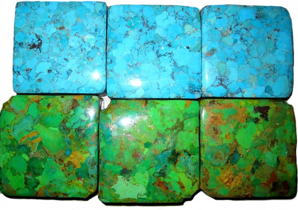 chinese turquoise compressed material turquoise with Black yellow Matrix Brick