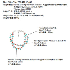 Christmas Winter Turquoise Holiday Gifts S925 Silver And Natural Spiny Oyster Beautiful Goddess Jewelry Natural Bracelet