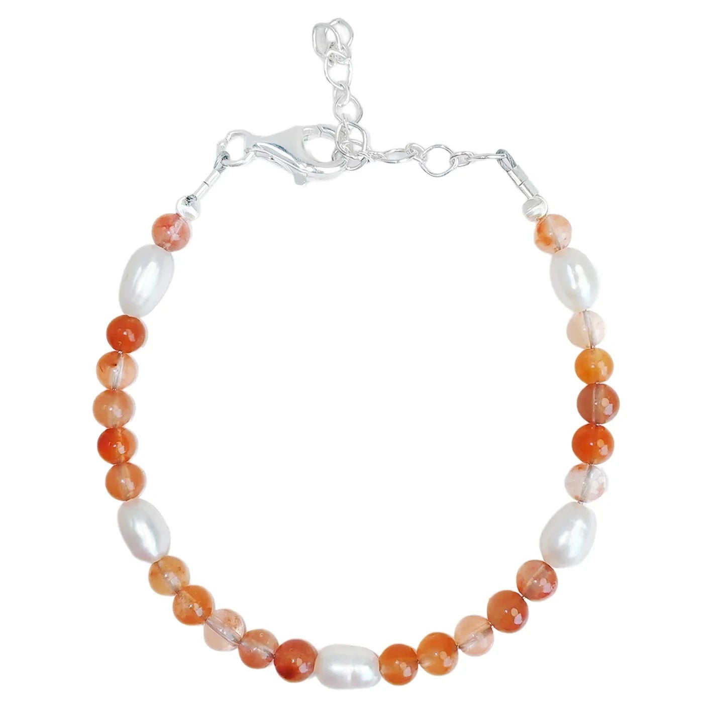 925 Silver Beads Natural Pearl Agate Bracelet Handmade Summer Fashion Jewelry Hot Selling