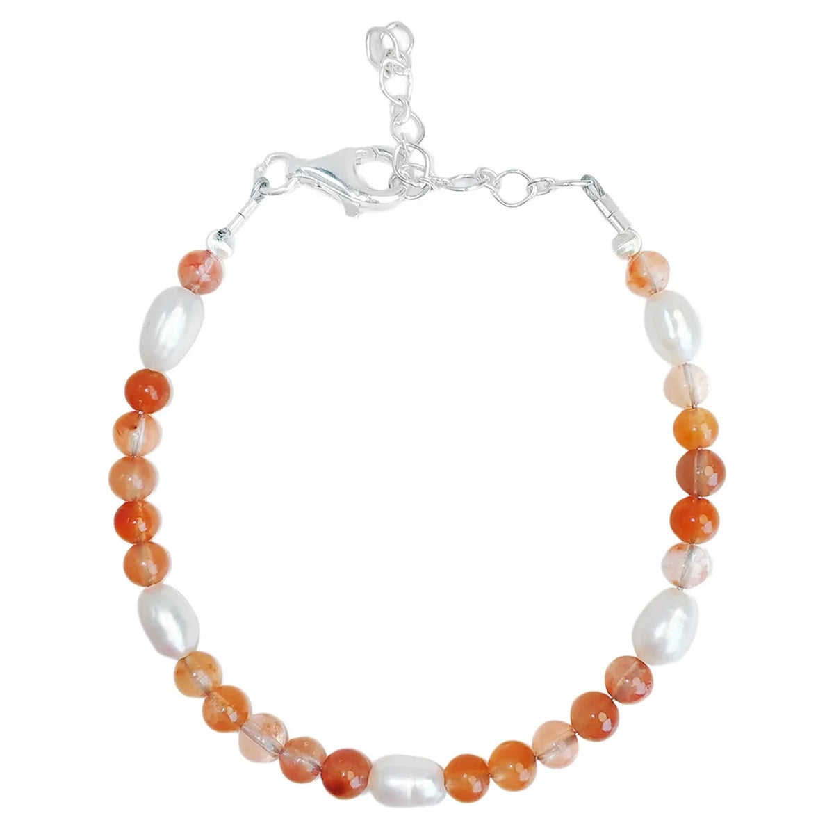 925 Silver Beads Natural Pearl Agate Bracelet Handmade Summer Fashion Jewelry Hot Selling