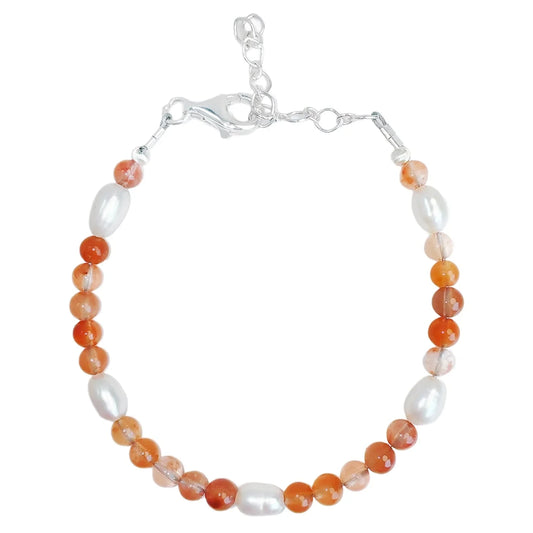 925 Silver Beads Natural Pearl Agate Bracelet Handmade Summer Fashion Jewelry Hot Selling