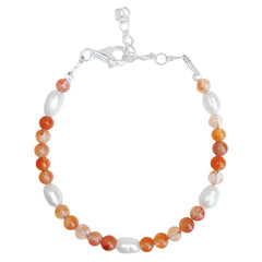 925 Silver Beads Natural Pearl Agate Bracelet Handmade Summer Fashion Jewelry Hot Selling