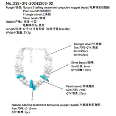 Gift Popular High Quality Double Pearl Bracelet Natural Turquoise Bracelet For Women S925 Silver Delicate