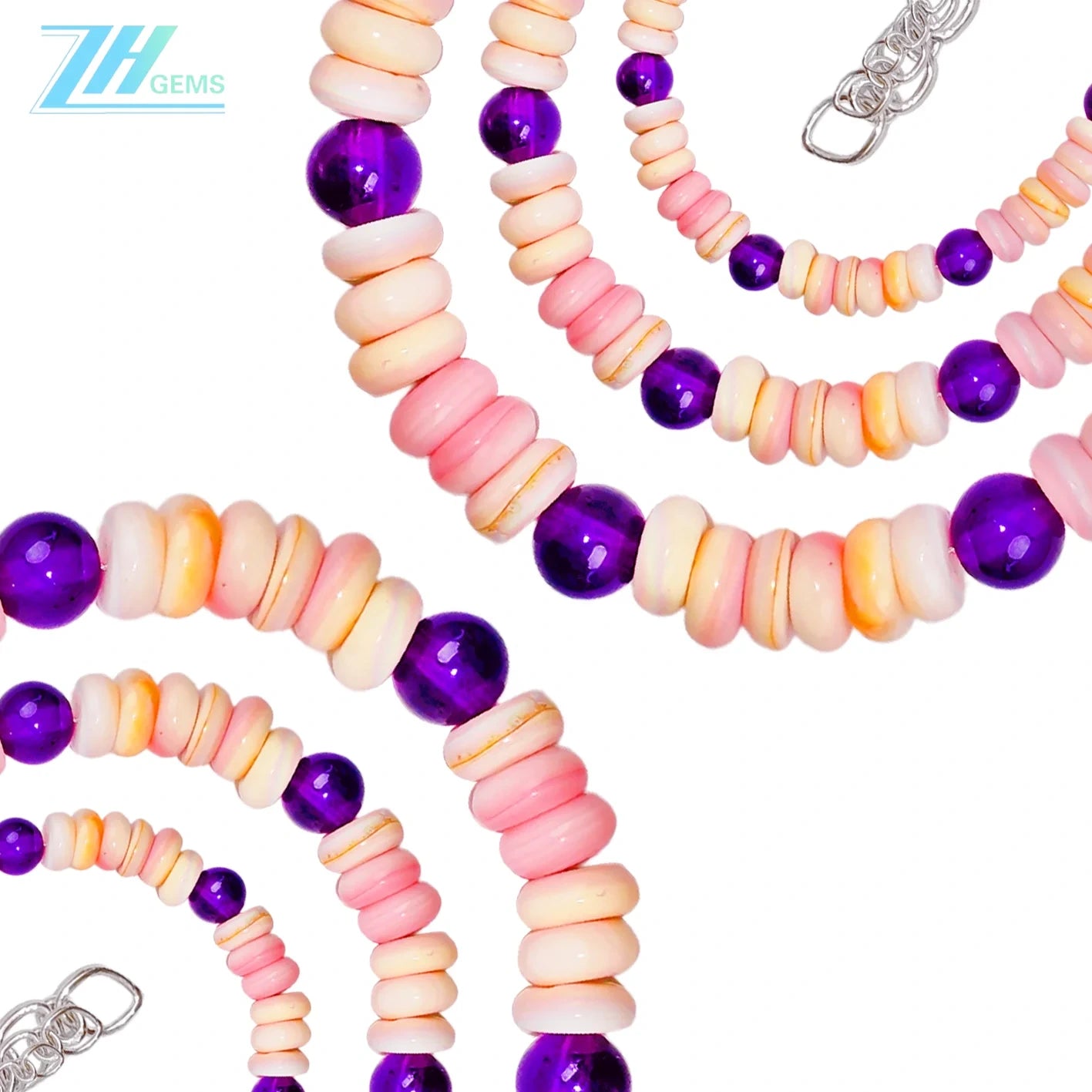 Delicate Natural Amethyst With Natural High Quality Pink Opal Bracelet Limited Jewelry Handmade Custom Jewelry