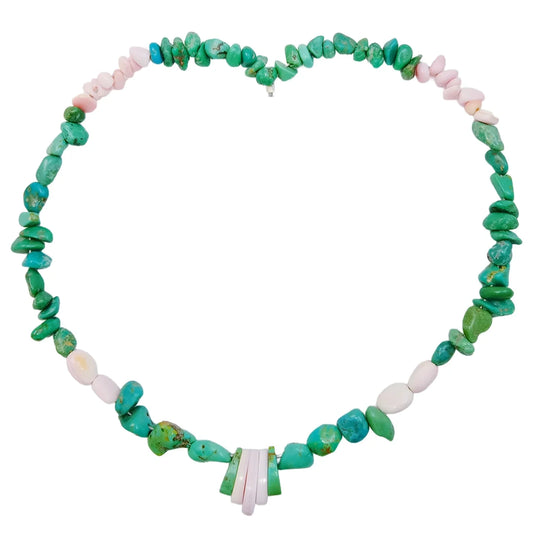 Natural Turquoise And Pink Opal With Free-shape Size 16inch Green And Pink Color Handmade Gift Color Jewelry Making