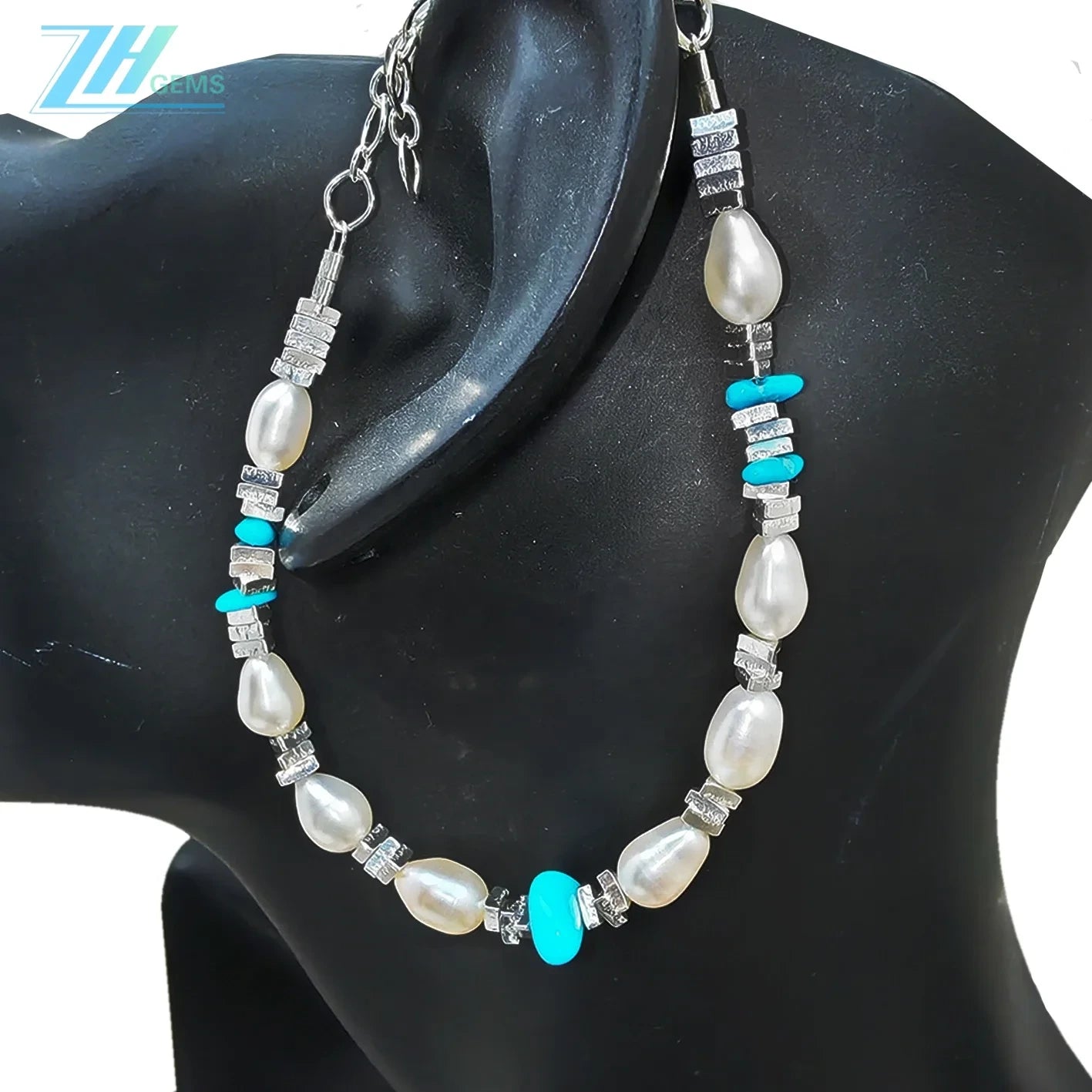 Goddess Natural Turquoise Jewelry S925 Silver With Pearls High Quality Turquoise Simple Original Jewelry Design Pearl Bracelet