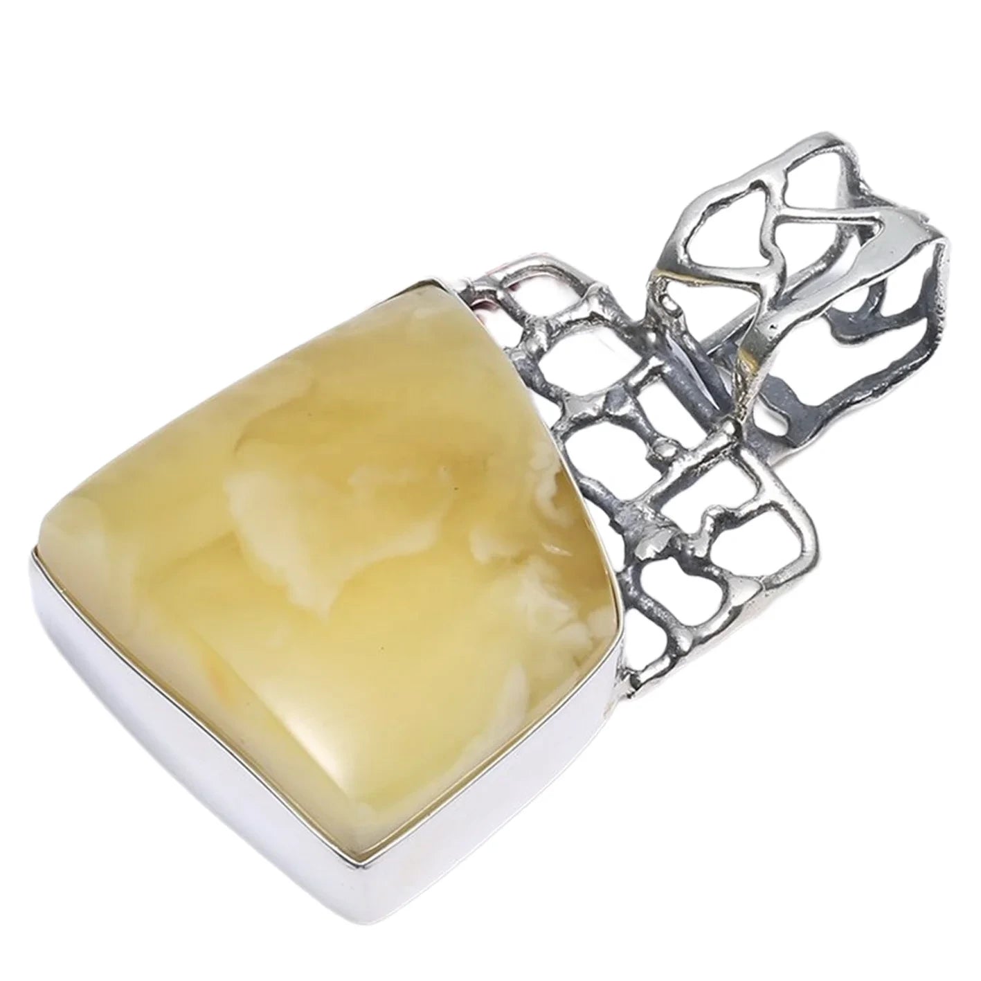 Natural Yellow Amber Pendant Huge Baltic Amber Pendant Jewelry Long Large Classical Handmade 925 Silver As Gift For Her