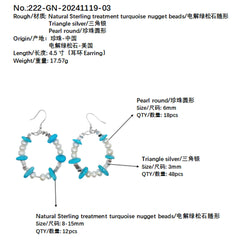 Turquoise Earrings S925 Silver And Natural Turquoise With Pearls High Quality Understated Luxury Hot Sellers