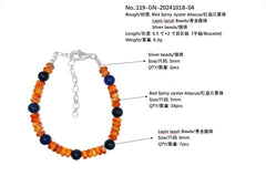 Natural Orange Spiny Oyster And Lapis Lazuli With S925 Silver Authentic Bracelet High Jewelry Designer Custom