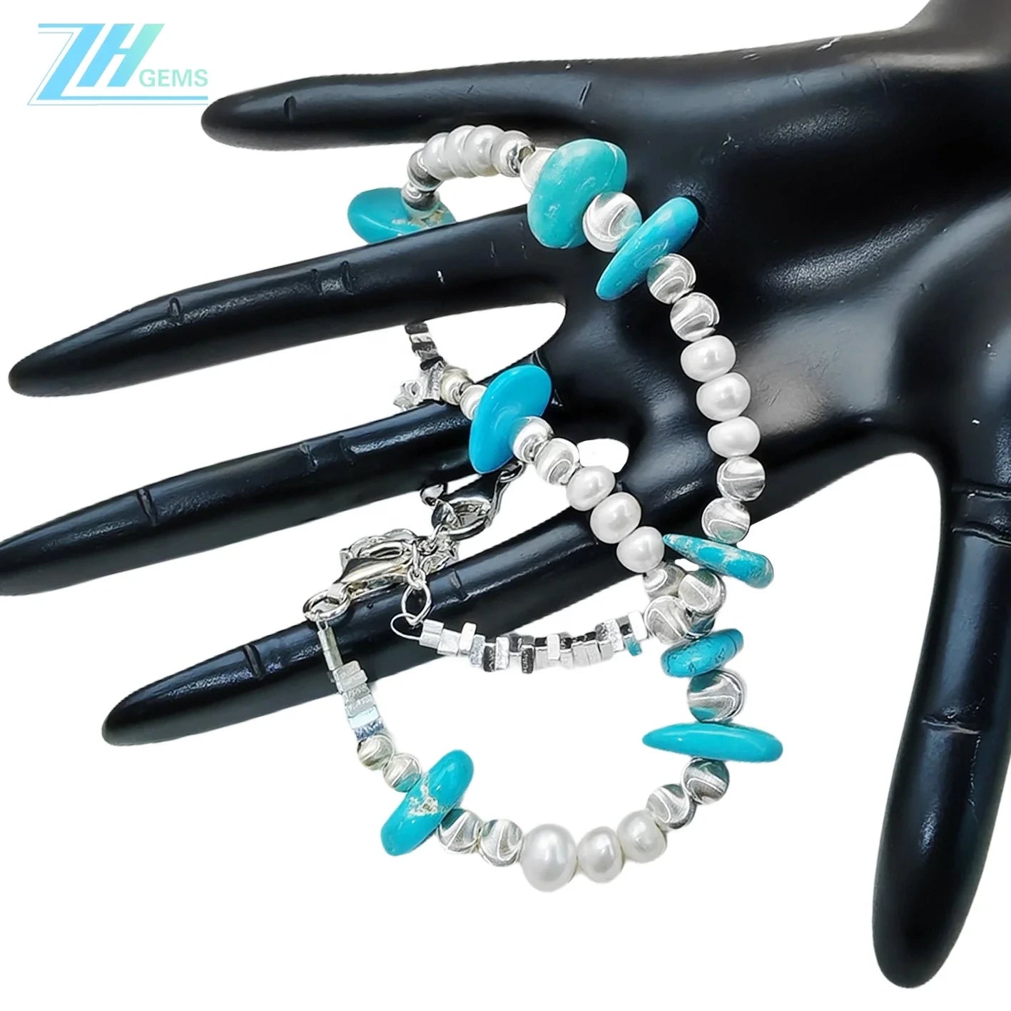 Double Layer Natural Turquoise Bracelet For Women Turquoise Beautiful Silver Jewelry Bracelet Goddess Essential Popular Sale
