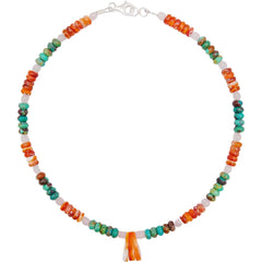 Spiny Oyster Rose Quartz Natural Turquoise 16inch Orange Green Gemstone 23g As Gift For Mon And Girlfriend Summer