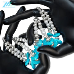 Double Pearl S925 Silver Bracelet Goddess Bracelet Natural Turquoise Christmas Holiday Gifts Hot Sale