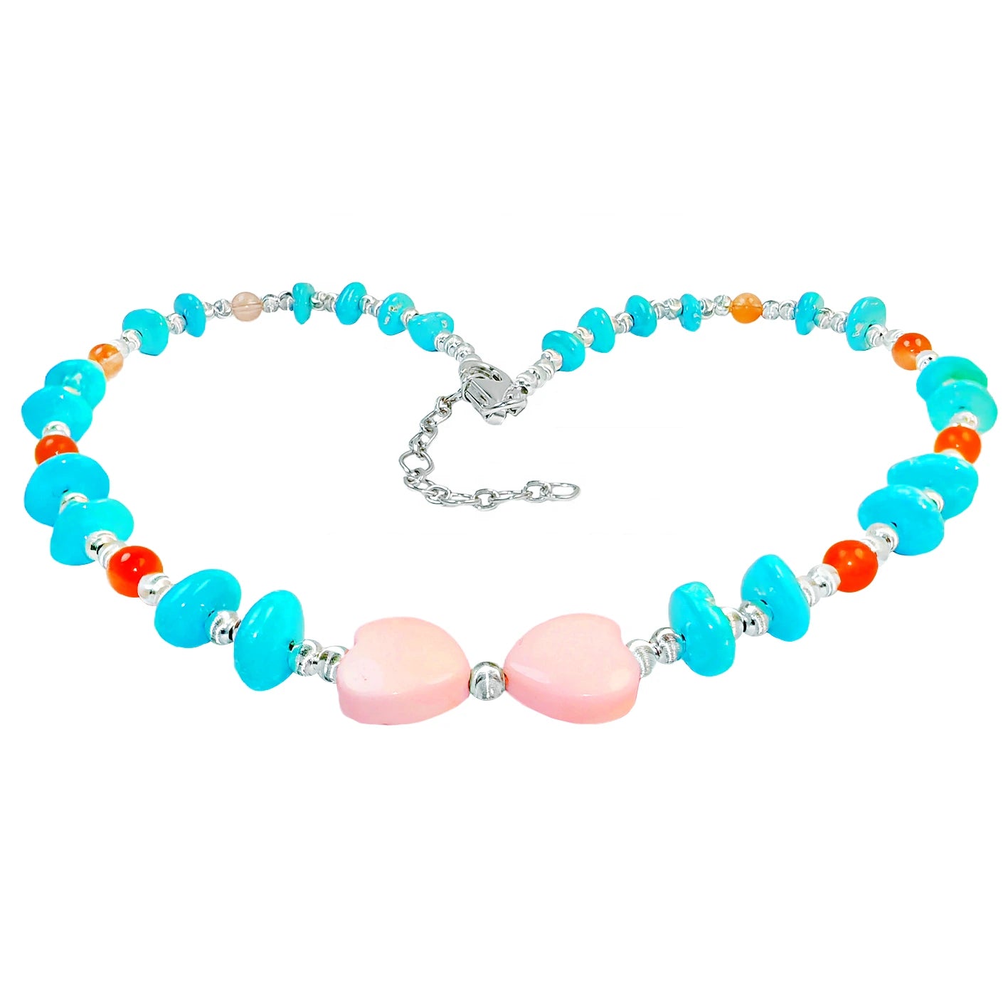 This Necklace Combines Natural Sterling Treatment Turquoise With S925 Silver Beads With A Warm Color It's Simple Yet Elegant