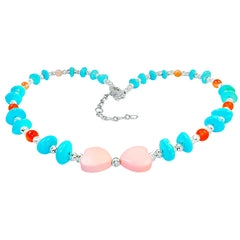 This Necklace Combines Natural Sterling Treatment Turquoise With S925 Silver Beads With A Warm Color It's Simple Yet Elegant
