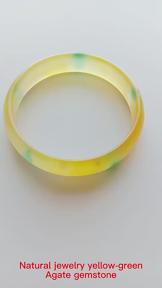 Natural Jewelry Yellow-green Agate Gemstone Woman Man Bangle Best Gift 53-63mm