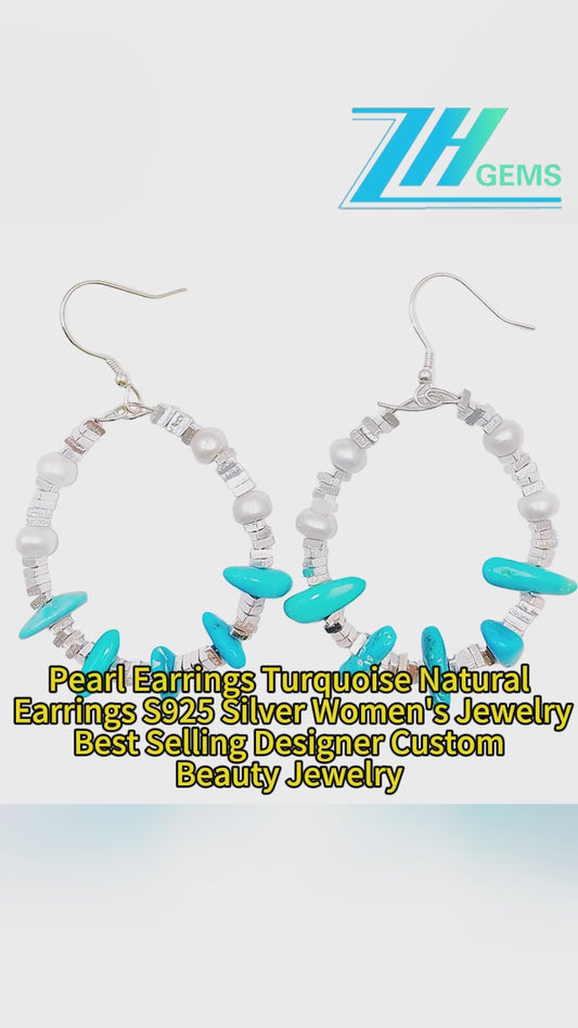 Pearl Earrings Turquoise Natural Earrings S925 Silver Women's Jewelry Best Selling Designer Custom Beauty Jewelry