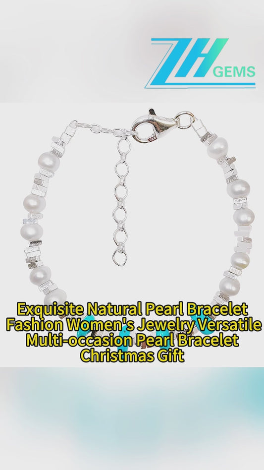 Turquoise Pearl Bracelet S925 Silver Fashion Women's Jewelry Designer Custom Natural Pearl Silver Beads Accessories1